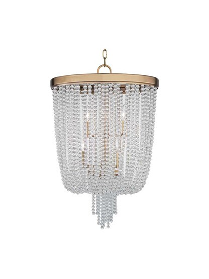 Royalton Medium Pendant in Aged Brass.